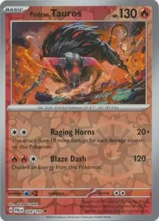 Paldean Tauros (PAL 028) - REVERSE HOLO
