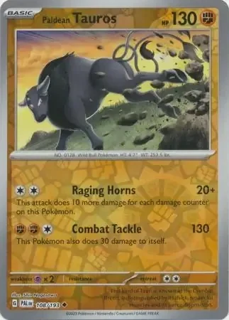 Paldean Tauros (PAL 108) - REVERSE HOLO